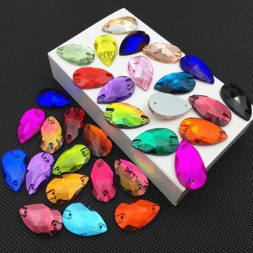 3230 Teardrop 7x12 mm~17x28 mm Sew On Rhinestone Flatback Crystal Glass Strass Pear Sewing Stones For Clothes Decoration