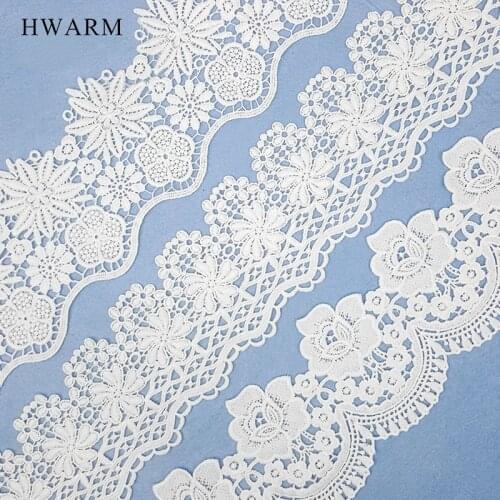 Dress Accessories Home Decoration Lace Fabric Ribbon White Wave Milk Silk Embroidery Bar Code Hollow Water Soluble Wedding Trim
