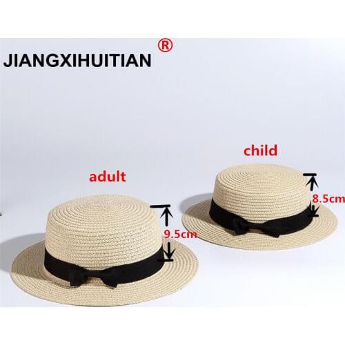 Free shippng 100% good quality Flat Sun Hat Womens bow Straw summer Hats For Women Beach hat 5 Colors chapeau femme boater Gift