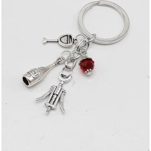 1 Wineglass Keychain Toast Jewelry Gift For Lovers Red Wine Corkscrew Red Charm Keychain