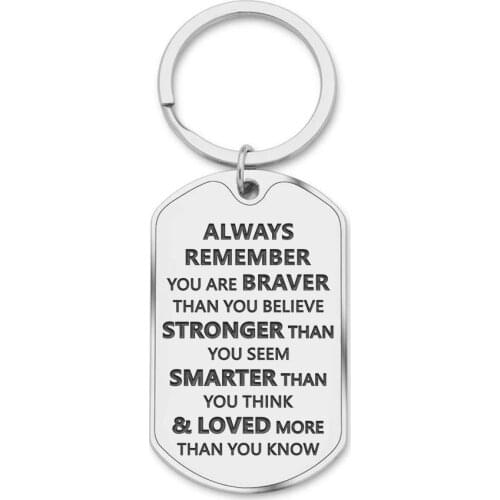 Back To School Gifts Keychain for Women Always Remember You Are Braver Birthday Gifts for Him Her Teen Girls Friends Boys
