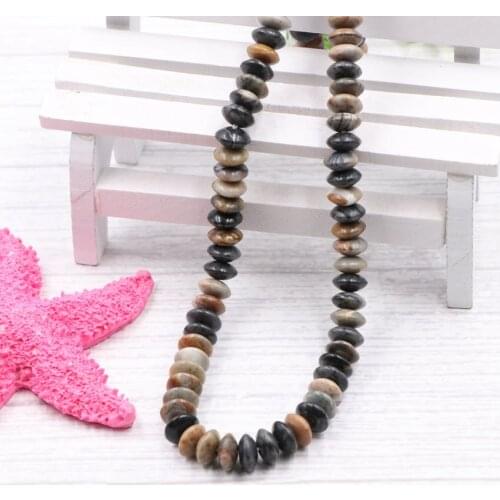 Natural Stone Picasso Loose Gem Beads for Jewelry Making Colors 4x8mm Wheel Stone Jaspers Spacer DIY Necklace Bracelet 15" B154