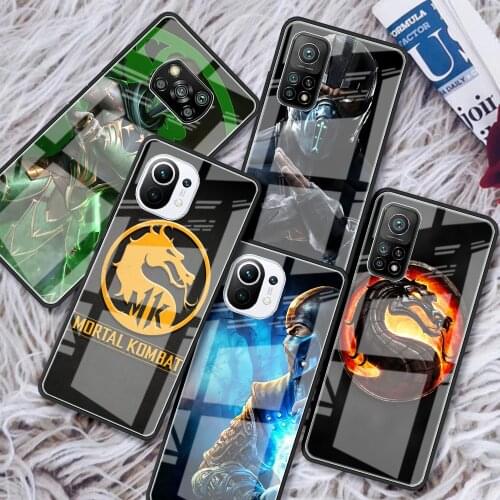 Tempered Glass Case For Xiaomi Mi Poco X3 NFC 10T Pro Note 10 Lite 9T 11 CC9 F3 Luxury Phone Cover Shell Mortal Kombat Game Capa