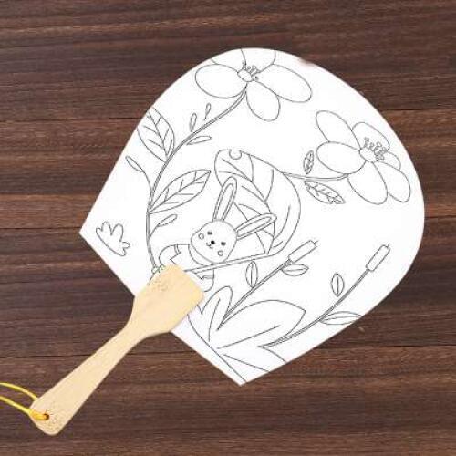 Childrens white handmade round fan painting fan drawing hand-painted fan surface