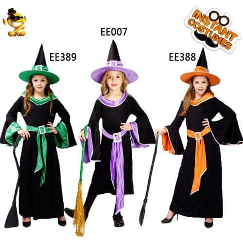 Kids Witch Costumes Halloween Costumes for Girls Cosplay Witch Dresses Carnival Role Play Party Outfits for Children
