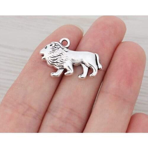 15 x Tibetan Silver Lion Charms Pendants Beads for Necklace Bracelet Jewelry Making Findings 29x18mm