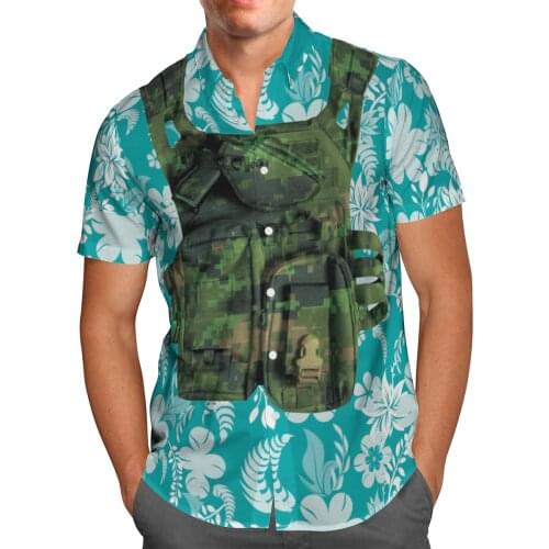 Camouflage Backpack 3D Beach Hawaii Summer 2021 Shirt Short Sleeve Shirt Streetwear Oversized Camisas De Hombre Blusa Masculina