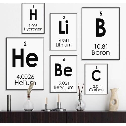 Chemical Element Carbon Helium Hydrogen Modern Posters Canvas Painting Wall Art Print Picture Living Room Interior Home Decor