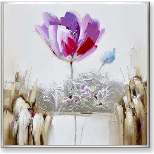 Beautiful purple flowers for wall decoration Hand drawn abstract oil painting on cavnas wall art picture for living room bedroom