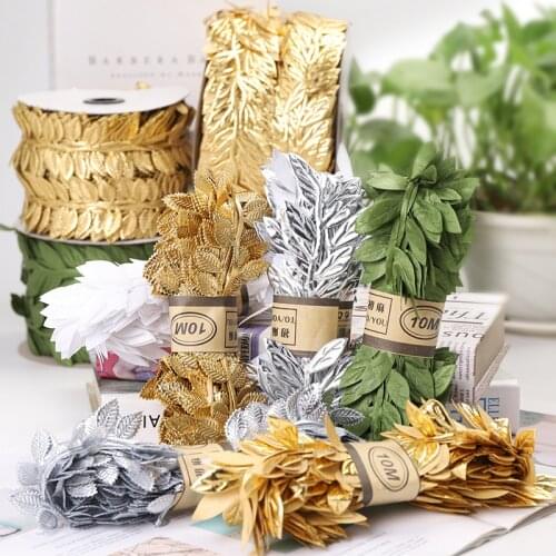 10meters Leaf Ribbon, Artificial Vines Leaves String Trim Ribbon Wild Jungle Botanical Greenery for Baby Shower Party Wedding