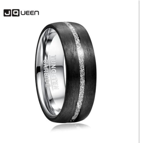 Black Color Tungsten Steel Men Ring Inlaid Imitation Vermiculite Carbide Wedding Band Ring For Party OL Finger Jewelry