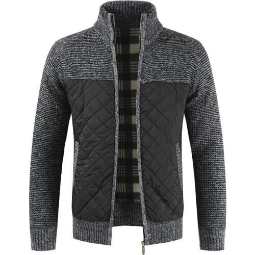 2021 Autumn Winter Mens Sweater Coat Casual Men Autumn Zip Thick Knitted Sweater Pockets Warm Slim Cardigan Coat