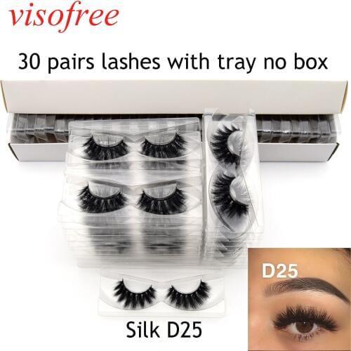 Visofree 30 Pairs/lot 3d mink lashes bulk Wholesale Lashes Nautral faux mink lashes lash extension supplies Silk-D25