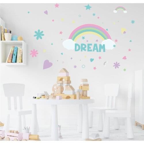 Rainbow Star English Love Self-adhesive Wall Sticker Childrens Room Living Room Bedroom Creative Wall Sticker PVC