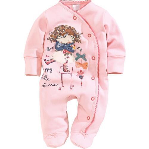 Newborn Clothes Footcover Baby Rompers With Foot Cotton Pink Baby Girls Jumpsuits Overall Body Suit Character 0-12Month