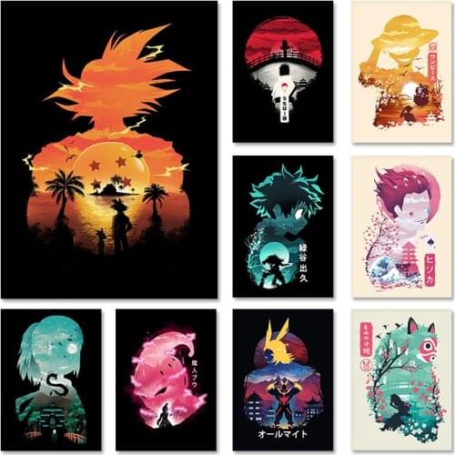 Japanese Anime Dragon Ball Naruto Demon Slayer My Hero Academia Art Poster Canvas Painting Living Room Home Decoration Cuadros