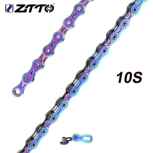 ZTTO Bike 10 speed Rainbow Chains MTB Road Bike 10S Durable Chains Master link Rainbow EL SLR chain for Mountain Road Bike