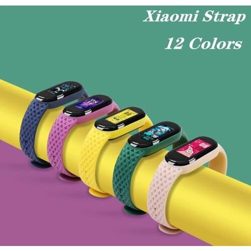 Strap For Xiaomi Mi Band 6 5 4 3 Soft Silicone Suitable Replacement Diamond Pattern Bracelet For Xiaomi Mi Band6 Band5 Wristband