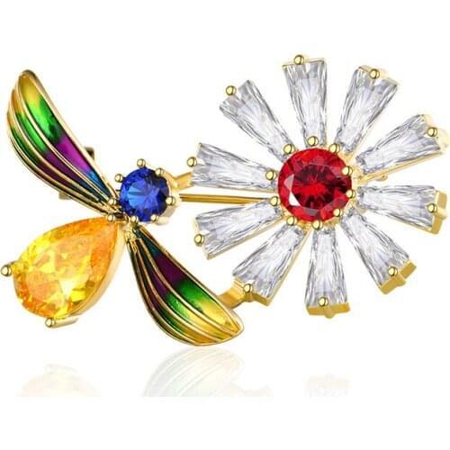 Luxury Colorful Zircon Flower Bird Brooches for Women Jewelry Vintage Insect Animal Brooch Pins Shawl Shirt Suit Bag Accessories