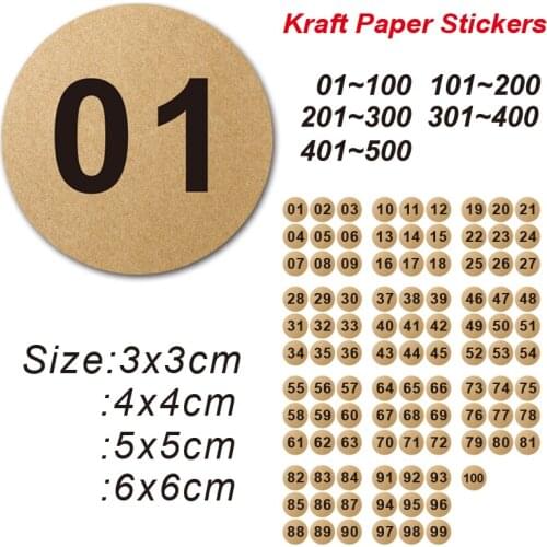 Kraft paper self-adhesive digital sticker black digital sticker personalized custom label white sticker sticker 2-10cm