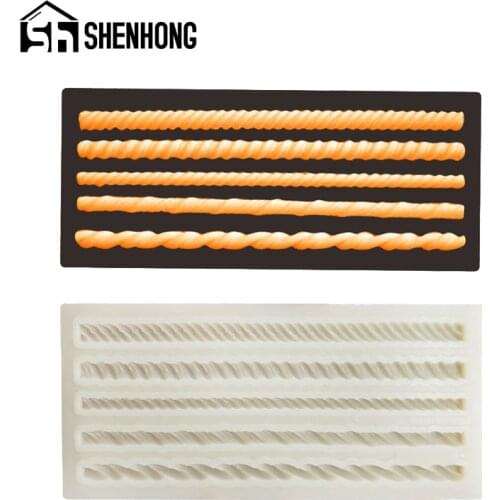 SHENHONG Cake Edge Decorating Tool Silicone Fondant Mold Braided Rope Sugarcraft Mould Kitchenware Pastry Dessert Baking Tray