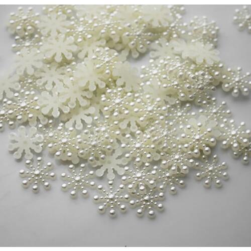 100pcs White Pearl Resin Snowflake Flatbacks Embellishments DIY Phone Christmas Decorations Scrapbooking Crafts 12mm