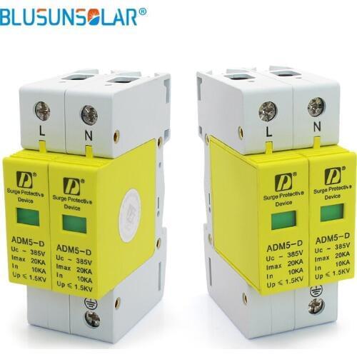 SPD AC 385V 20KA Max Current 2P Standard 35mm DIN Rail Surge Protection Device Arrester
