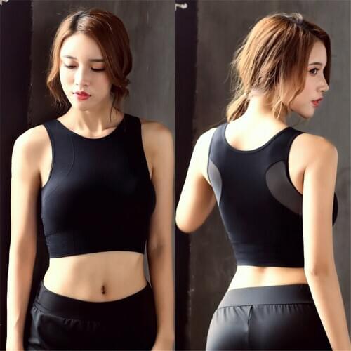 No Steel Mesh Mesh Stitching Back Sports Bra, quick-dry shock-proof large size fitness running sports underwear D8830