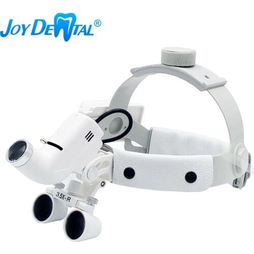 Dental Binocular Loupes 3.5X-R 280-380mm Headband Mounted with LED Headlight