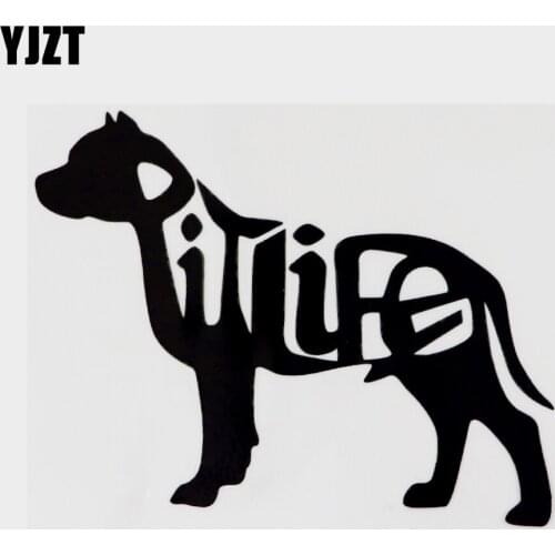 YJZT 13.4CM×11CM Pitbull Life Animal Vinyl Motorcycle Decal Car Sticker Black/Silver 13F-0127