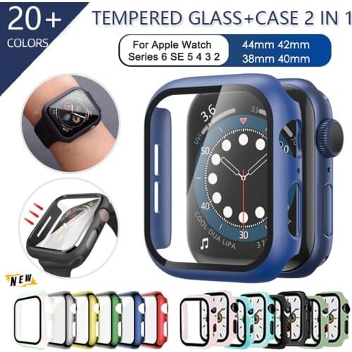 Tempered Glass Screen Protector PC Bumper Case for Apple watch series 6 SE 5 4 3 Cover slim for iWatch 6 5 frame 40mm 44mm 38 42