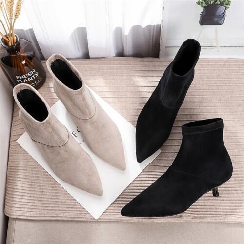 Ankle Boots For Women Black High Heel Boots Sock Boots Woman Shoes Luxury Women Shoes Autumn Fashion Les Bottes Pour Femme 2020