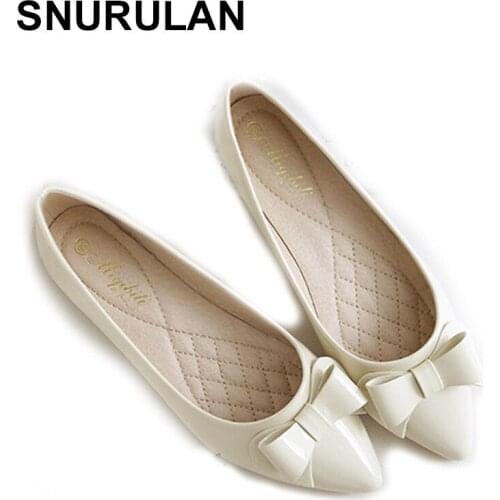 SNURULANCute Shoes Butterfly-knot Korean Shoes Boat Shoes Women Black Flats Fashion Creepers Zapatos Charol Mujer Scarpe Elegant