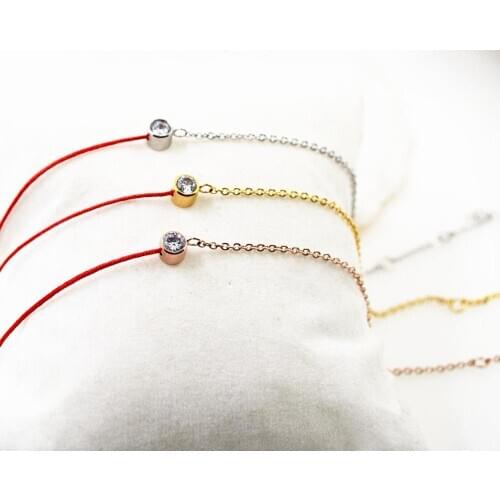 Red rope women Bracelet Titanium Steel rose gold color high Quality Crystal Bracelet Jewelry drop shipping