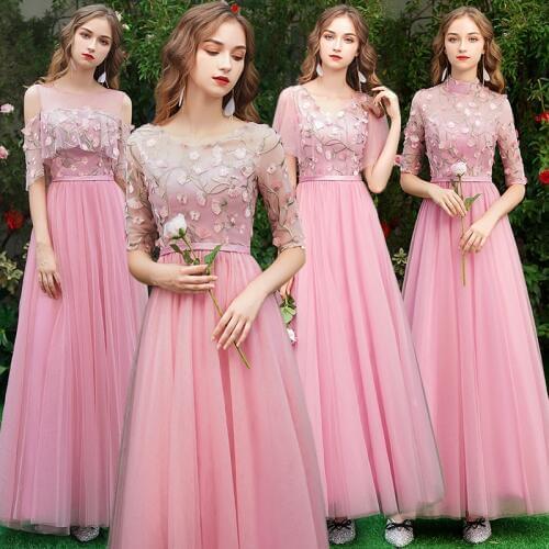Beauty Emily Long Grey Bridesmaid Dresses 2020 Long for Women Sweep Train Vestidos Para Festa A-line Wedding Party Prom Dress