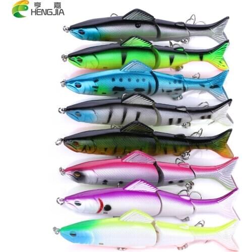 HENGJIA Hard Bait 8Pcs 3 Jointed Section Swimbait Fishing Lures Hard Fishing Lures With 4# Hooks Crankbait Artificial Bait
