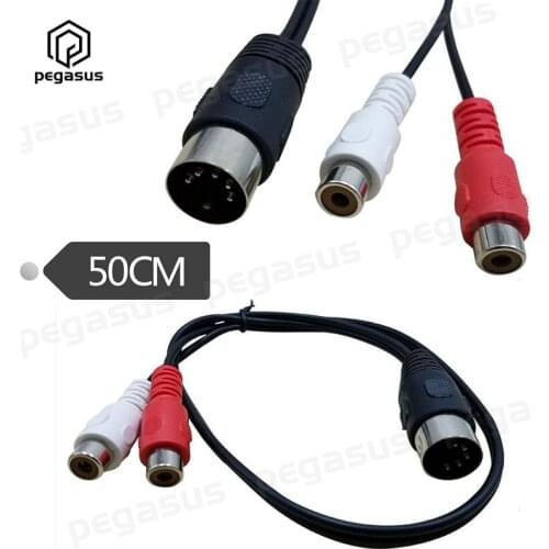 0.5 Meters MIDI DIN 5-Pin Male to 2 RCA Phono Female Socket Jack MF Audio Cable For Guitars