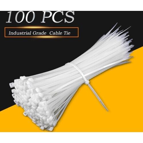 100 PCS Self-locking nylon cable tie white plastic tie fastening ring cable zip wraps strap nylon cable tie 8x500mm