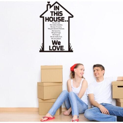 2017 Hot Sale In This House Living Room Bedroom Background English Wall Stickers Can Be Removed