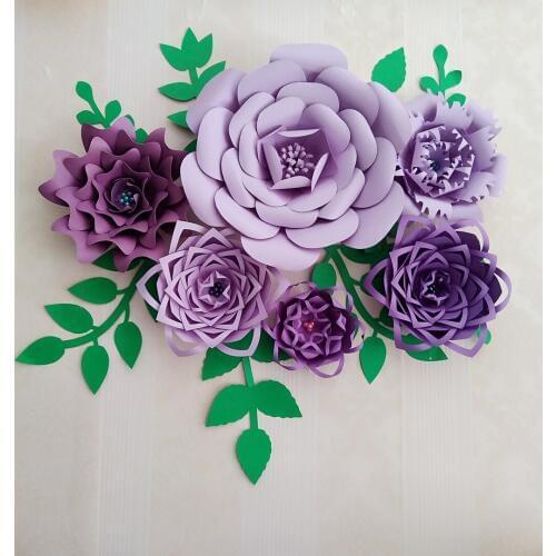 2018 DIY Large Paper Flower Full Kits Tutorials For Wedding Backdrop Decorations Baby Nurseries Special Events Decor With Leave