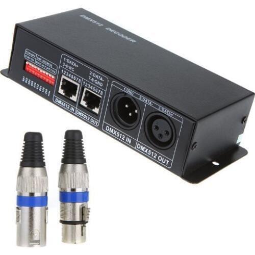 4 Channels 4X4A 192W DMX512 Decoder LED Controller DC 12V-24V for RGBW 5050 3528 LED Strip Light