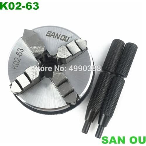 4 Jaw 2.5" Manual Self-Centering Lathe Chuck K02-63 K02 63 With Fingertight two wrenches for Lathe Machine