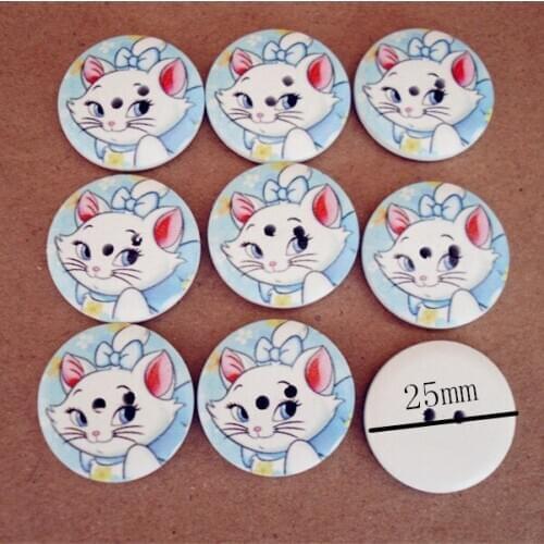 50pcs New 25mm Cartoon Design 2 Holes Wooden Buttons Sewing Buttons Craft Scrapbooking Clothing Accessories K-4
