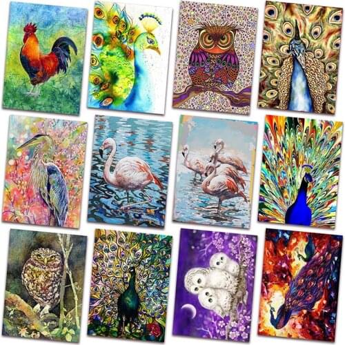 5D DIY Diamond painting Cross stitch Colorful bird Full Square Diamond embroidery peacocks Full Round Diamond mosaic eagle