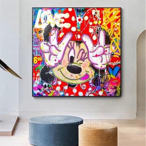 5D DIY Diamond Painting Colorful Graffiti Street Art Disney Mickey Mouse Diamond Embroidery Cartoon Cross Stitch Home Decor Gift