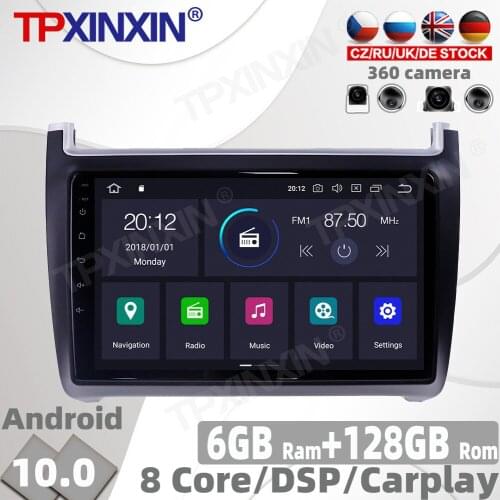 128G Android 10.0 For Volkswagen Polo 2008-2015 Car Radio Multimedia Video Player Navigation GPS Accessories Auto 2 din 2din DVD