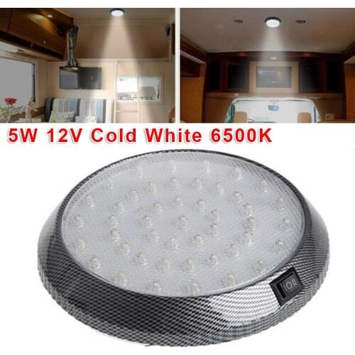 White 6500K 5W 12V Caravan Interior Lighting Trailer Boat Interior Ceiling Dome LED Light Cabinet Lamp For Camper RV Van