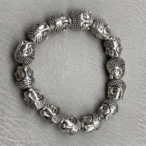 Free Delivery Chinese Exquisite Rare Collectible Tibetan Silver Handwork Auspicious Bracelet Statue Handicraft Home Decoration