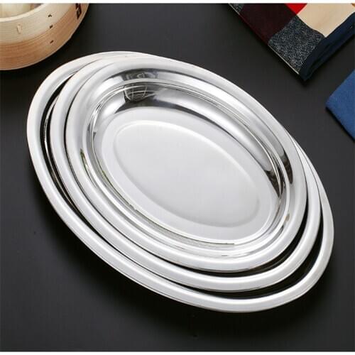 Stainless Steel oval Thick Fish Dish Multifunctional Fruits Vegetables Dish Meat Plate Kitchen Food Container Snacks Plates Tray