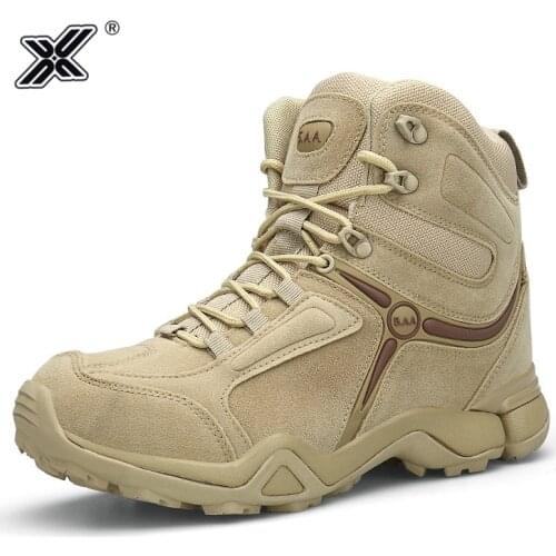 Winter Outdoor Desert Trekking Platform Combat Boots Men buty wojskowe Brown Leather High Safety Shoes Boots Men bota masculina